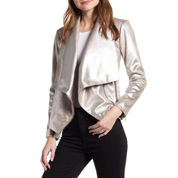 Cupcakes & Cashmere Metallic Drape Moto Jacket - Picture 1 of 4